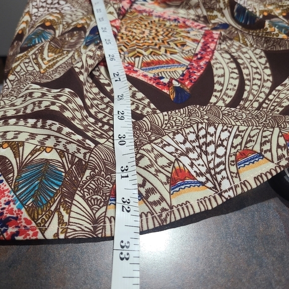 *SOLD* Umgee USA Peasant Dress Medium Womens Brown Cream Feather Tribal - Picture 7 of 7